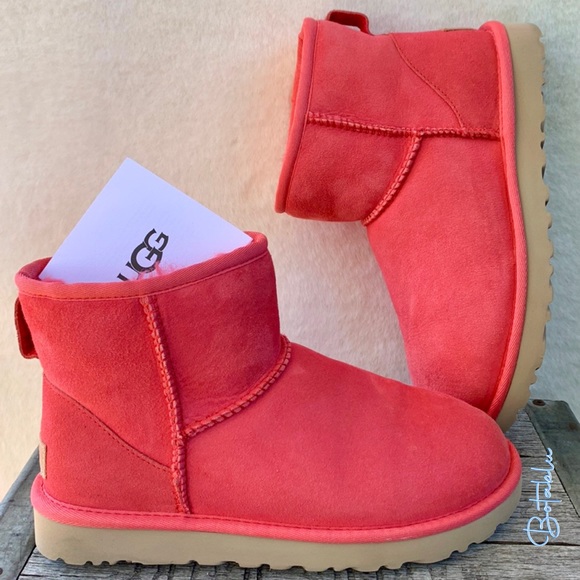 UGG | Shoes | Ugg New Classic Mini Ii Shearling Lined Pink Hibiscus Winter  Boots Size 7 38 | Poshmark